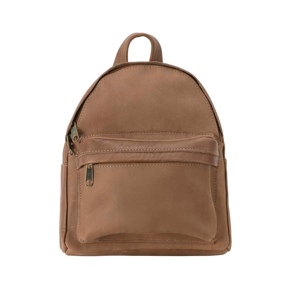 Mini Leather Backpack in brown - front view