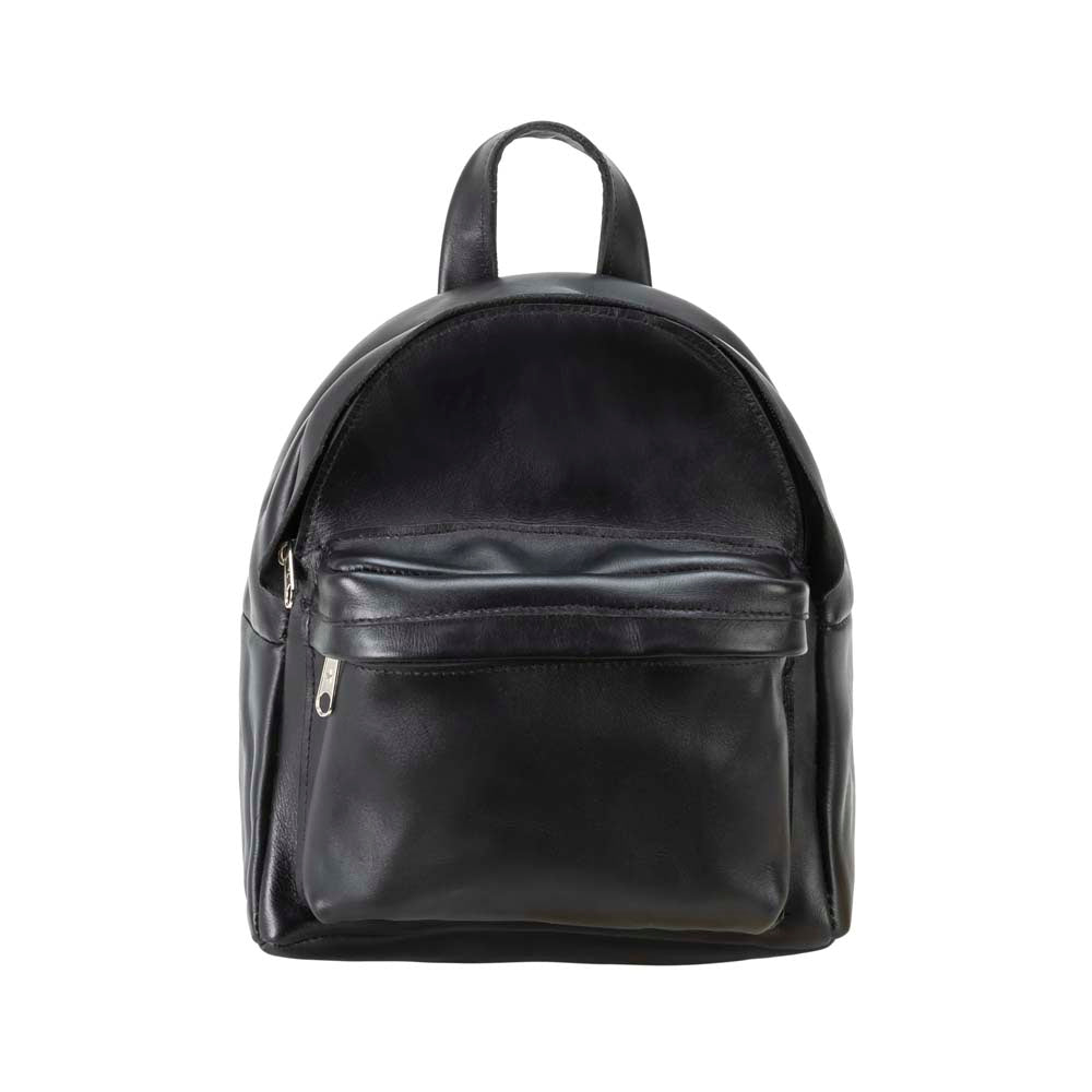 Mini Leather Backpack in black - front view