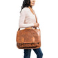 brown laptop handmade leather bag - Model View