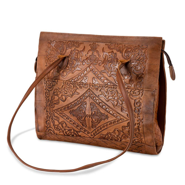 Curved Brown Leather Saddle Bag – Inside