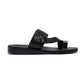 Ezra Black, handmade leather slide sandals with toe loop - Side View