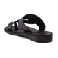 Ezra Black, handmade leather slide sandals with toe loop - back View