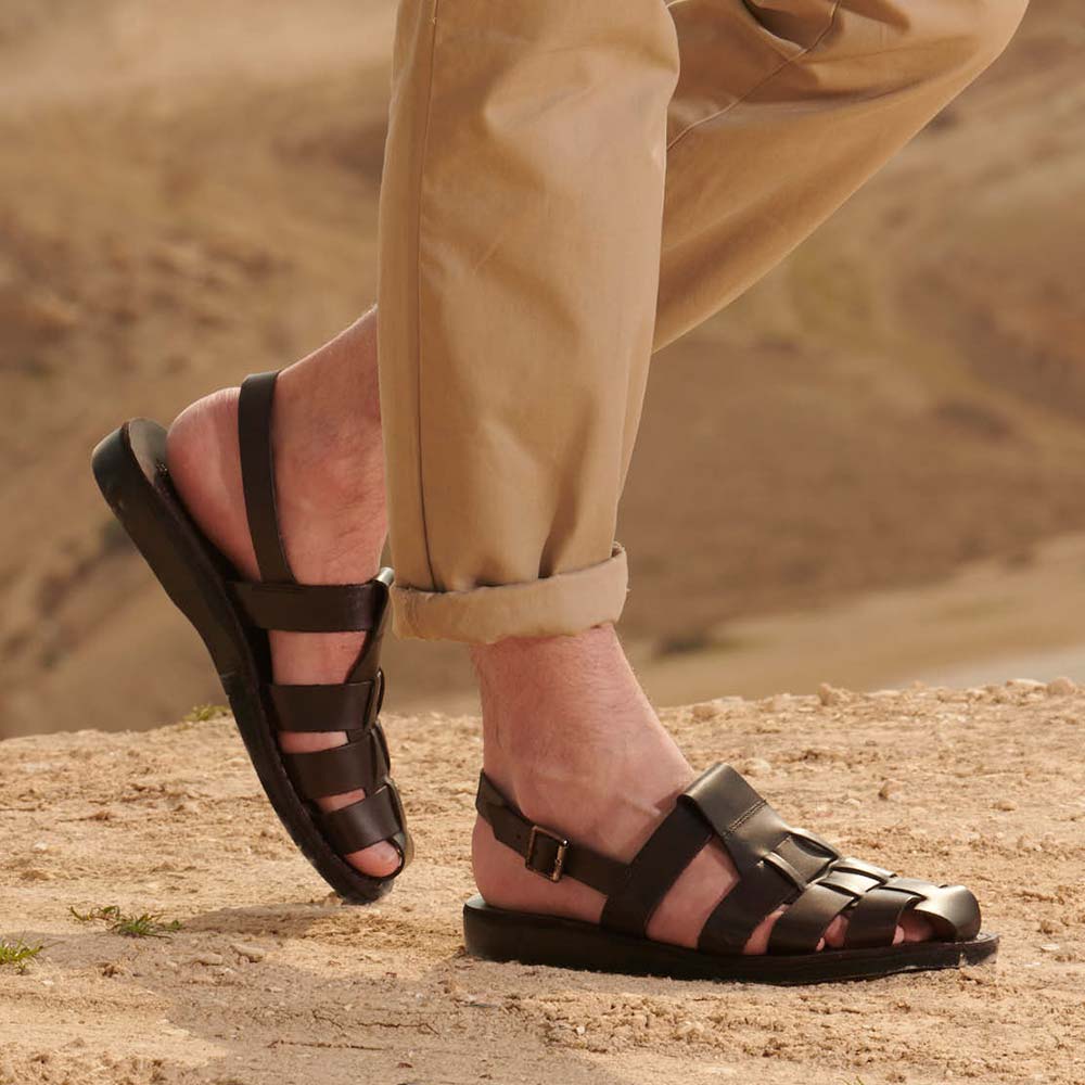 Jerusalem Sandals Michael - Closed Toe Leather Fisherman Sandal - Mens Sandals, Men's, Size: One size, Brown