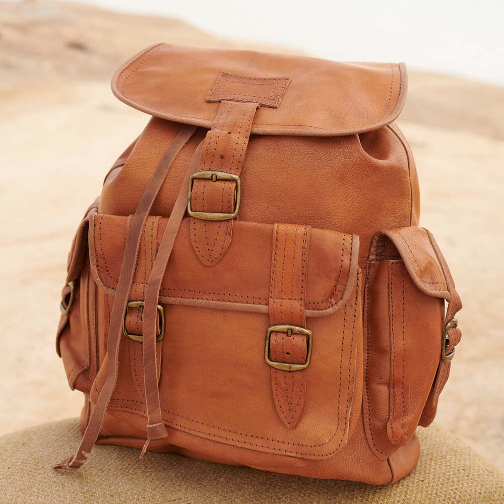 Soft brown leather backpack Clearance