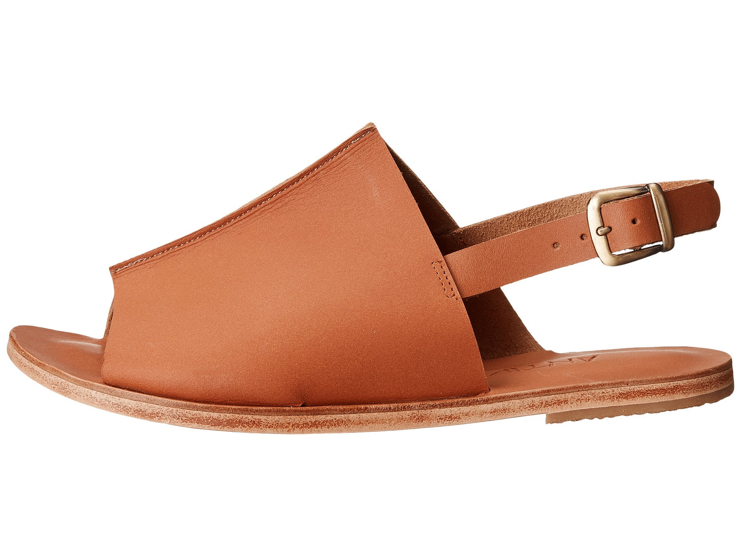 Montana Blvd tan, handmade leather with back strap buckle sandals - Side View