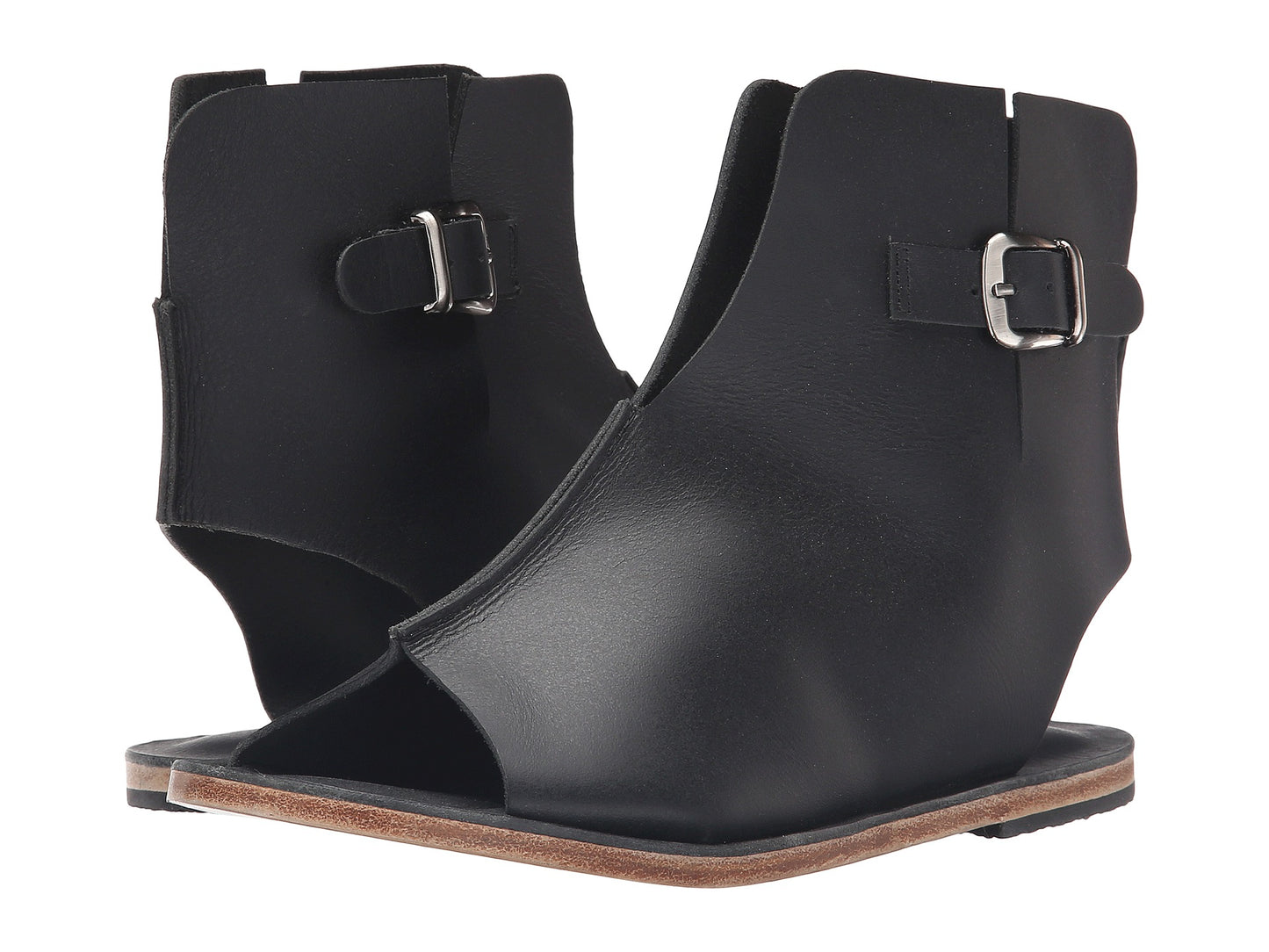 Rodeo Blvd black, handmade leather sandals boot with side buckle  - Side View