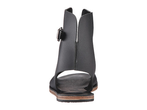 Rodeo Blvd black, handmade leather sandals boot with side buckle  - back View