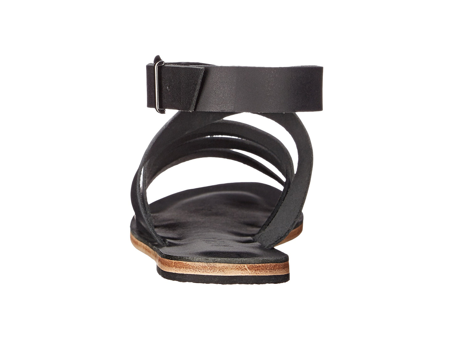 Santa Monica Blvd black, handmade leather sandals with anklet strap and buckle  - back View