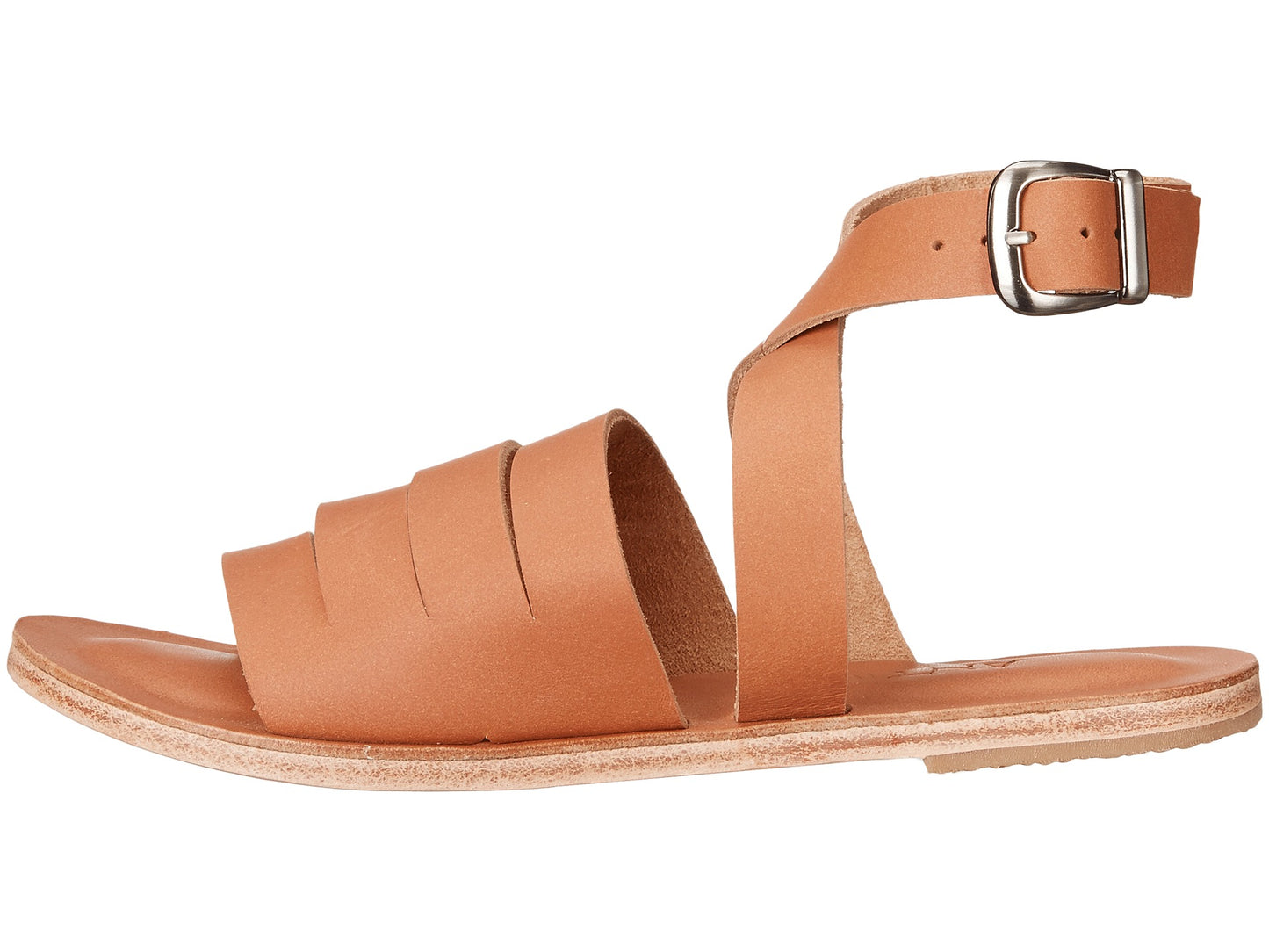 Santa Monica Blvd tan, handmade leather sandals with anklet strap and buckle  - Side View
