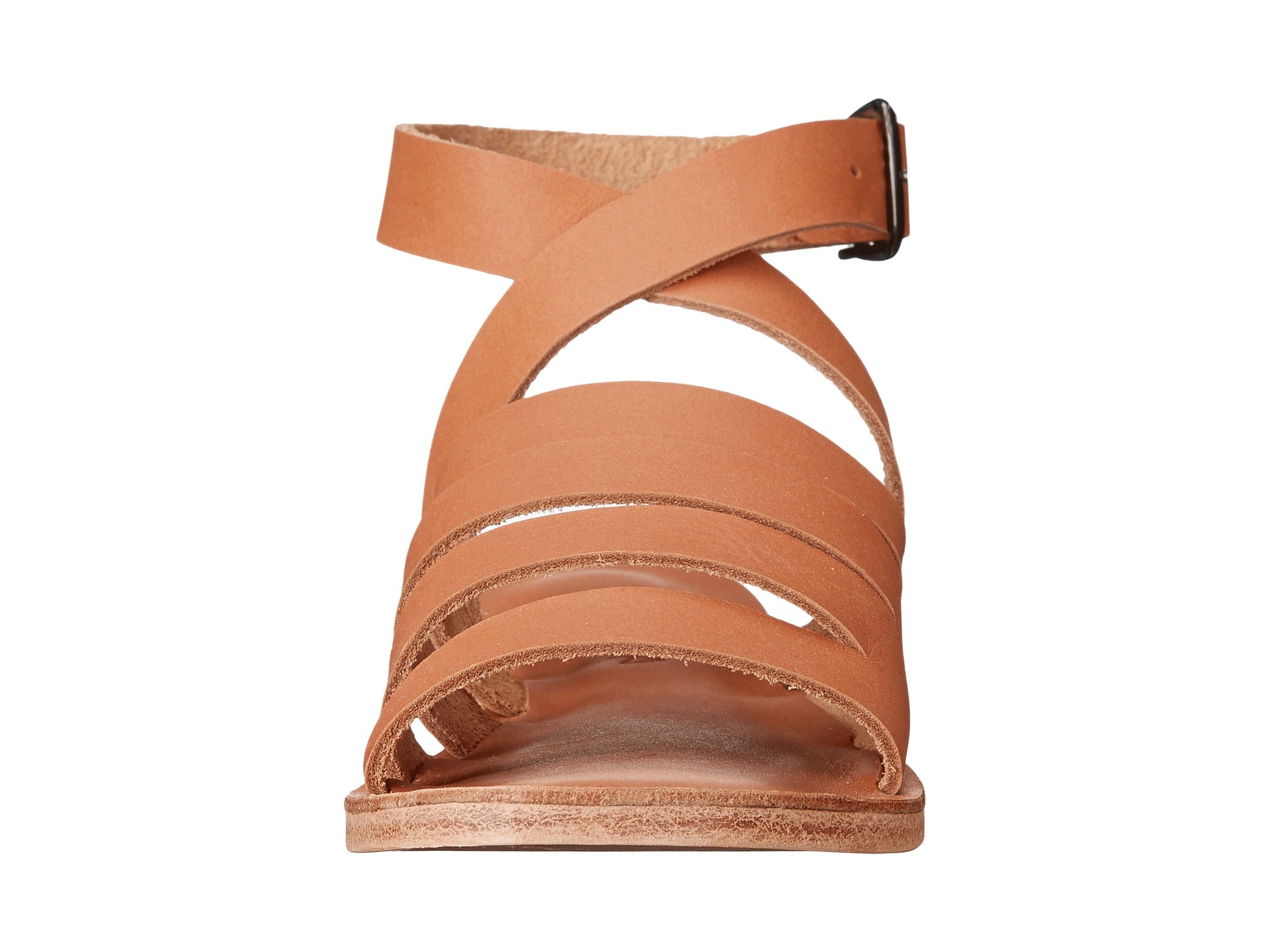 Santa Monica Blvd tan, handmade leather sandals with anklet strap and buckle  - front View
