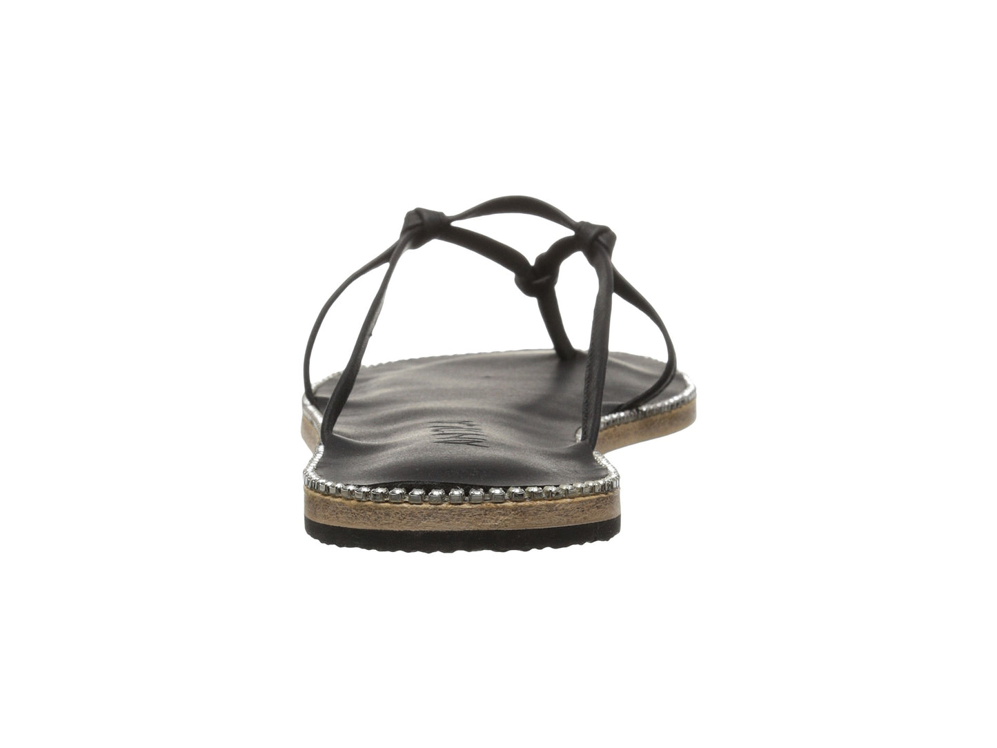 Rose Ave black swarovski, handmade leather sandals slide  - back View