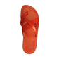 Abigail orange, handmade leather slide sandals with toe loop - Side View