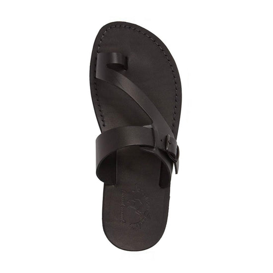Abner | Black Leather Metal Buckle Sandal – Jerusalem Sandals