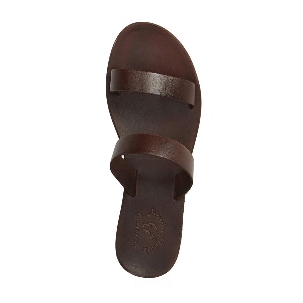 Ada brown, handmade leather slide sandals - Side View