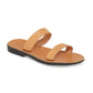 Ada tan, handmade leather slide sandals - Front View