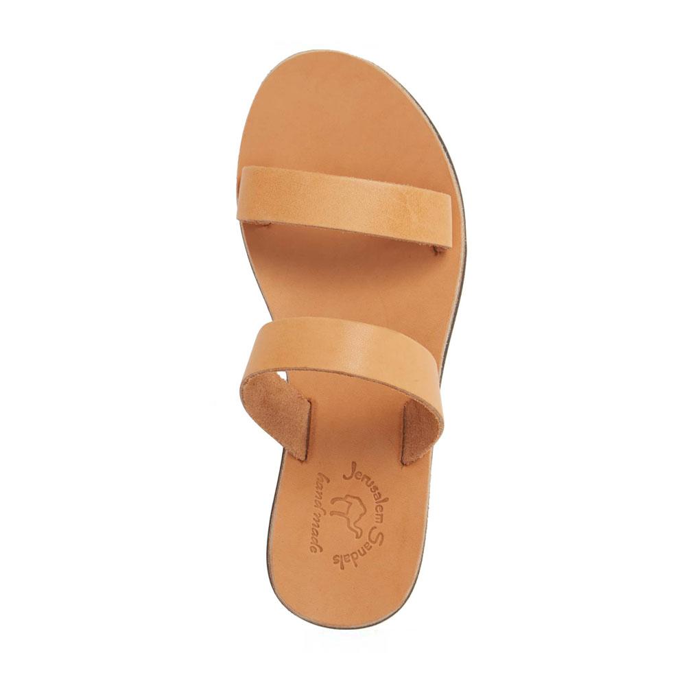 Ada tan, handmade leather slide sandals - Side View
