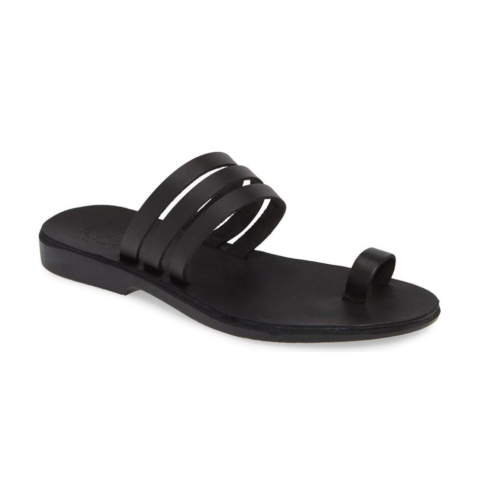 Angela | Black Leather Slip On Sandal – Jerusalem Sandals