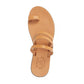 Angela tan, handmade leather slide sandals with toe loop - Side View