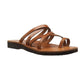 Ariel honey, handmade leather slide sandals with toe loop - Front View