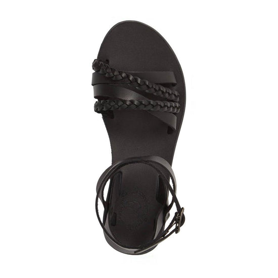 Asa | Black Leather Crossover Sandal – Jerusalem Sandals