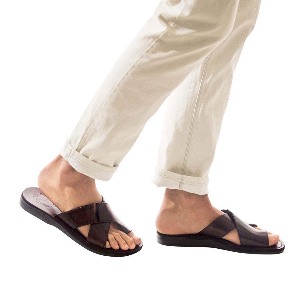 mens genuine leather gladiator sandals strap ankle high toe ring cuff Greek  | eBay