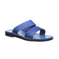 Aviv Blue, handmade leather slide sandals - Front View