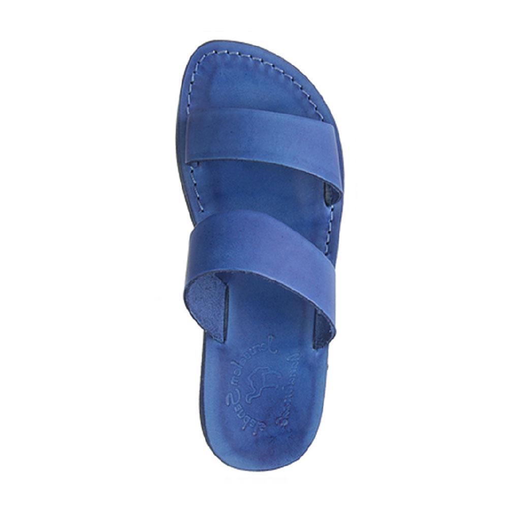 Aviv - Leather Wide Strap Sandal | Blue