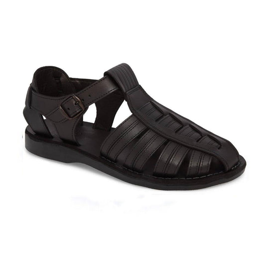Barak | Black Leather Closed Toe Sandal – Jerusalem Sandals
