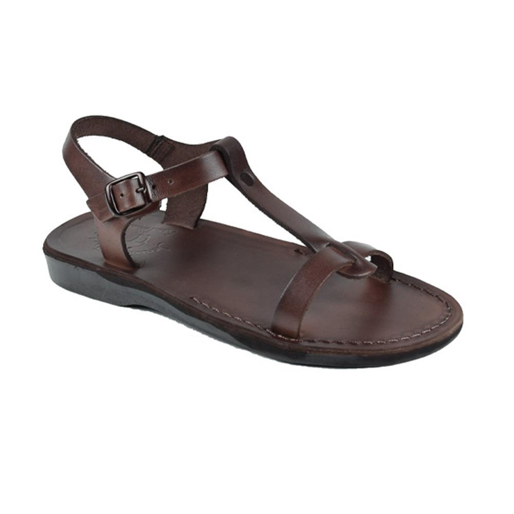 Bathsheba brown, handmade leather sandals with back strap  - Front View