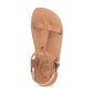 Bathsheba tan, handmade leather sandals with back strap  - side View