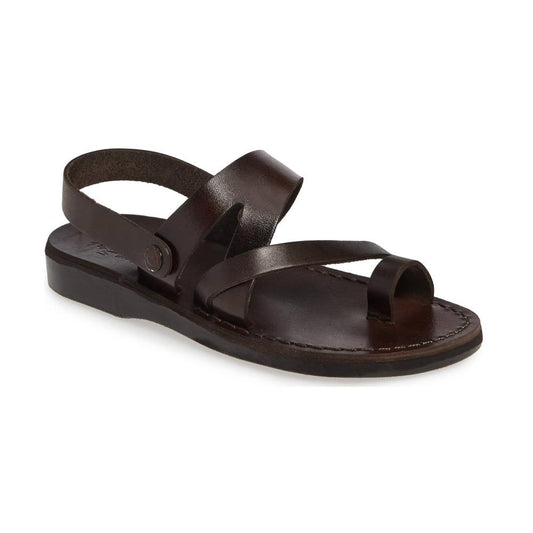 Benjamin brown, handmade leather sandals with back strap and toe loop  - Front View