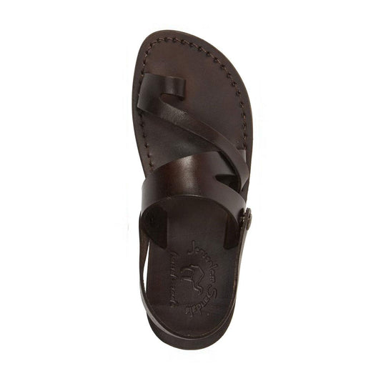 Benjamin brown, handmade leather sandals with removable back strap and toe loop - Side view