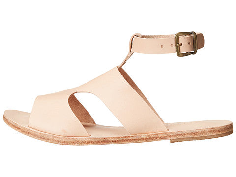 San Vincente Blvd natural, handmade leather sandals with anklet strap and buckle  - Side View