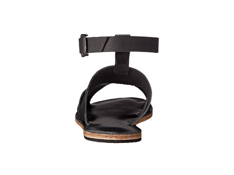 San Vincente Blvd black, handmade leather sandals with anklet strap and buckle  - back View