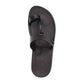 David black, handmade leather slide sandals with toe loop - Side View