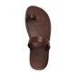 Eden brown, handmade leather slide sandals with toe loop - Side View