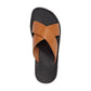 Elan black tan, handmade leather slide sandals - Side View