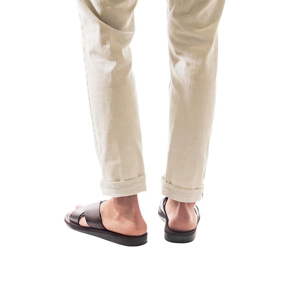 Men's Elan Slide-On Leather Sandals - Brown – Jerusalem Sandals