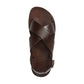 Elan Buckle brown, handmade leather sandals with back strap  - Side View