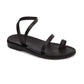 Ella black, handmade leather sandals with back strap and toe loop  - Front View