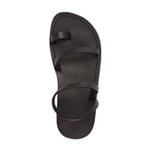 Ella | Black Leather Ankle Strap Flat Sandal – Jerusalem Sandals