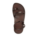 Women's Ella Leather Ankle Strap Flat Sandals - Brown – Jerusalem Sandals