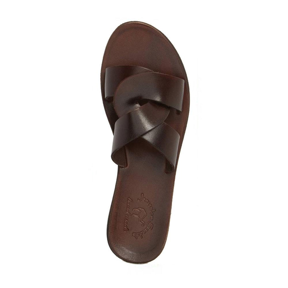 Emily | Brown Leather Crossover Strap Sandal – Jerusalem Sandals
