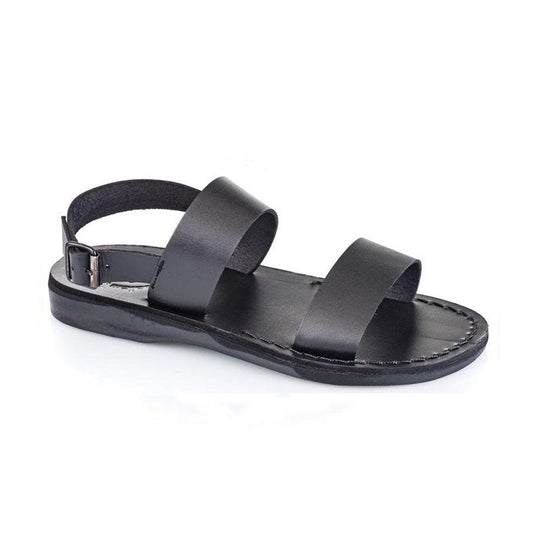 Golan | Black Leather Slingback Flat Sandal – Jerusalem Sandals