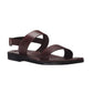 Golan brown, handmade leather sandals with back strap  - Front View