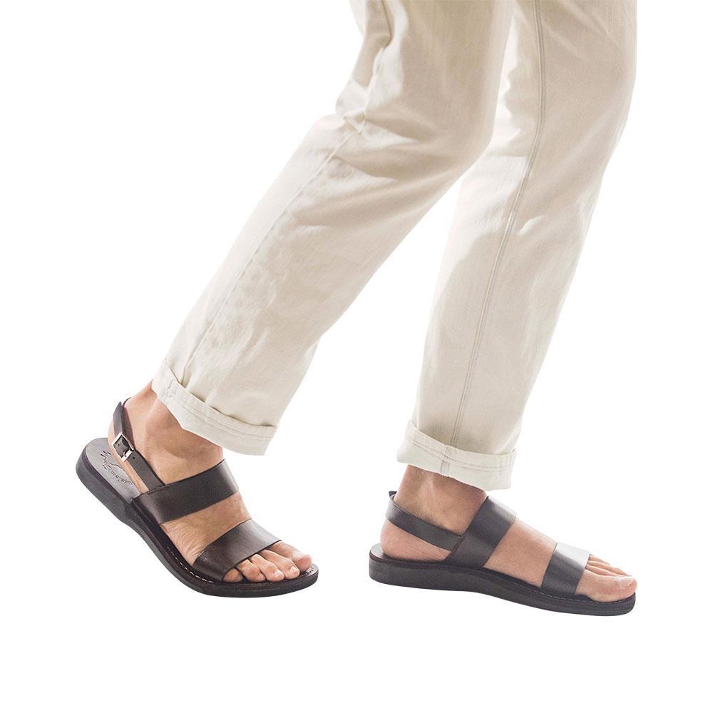 Golan | Brown Leather Two Strap Sandal – Jerusalem Sandals