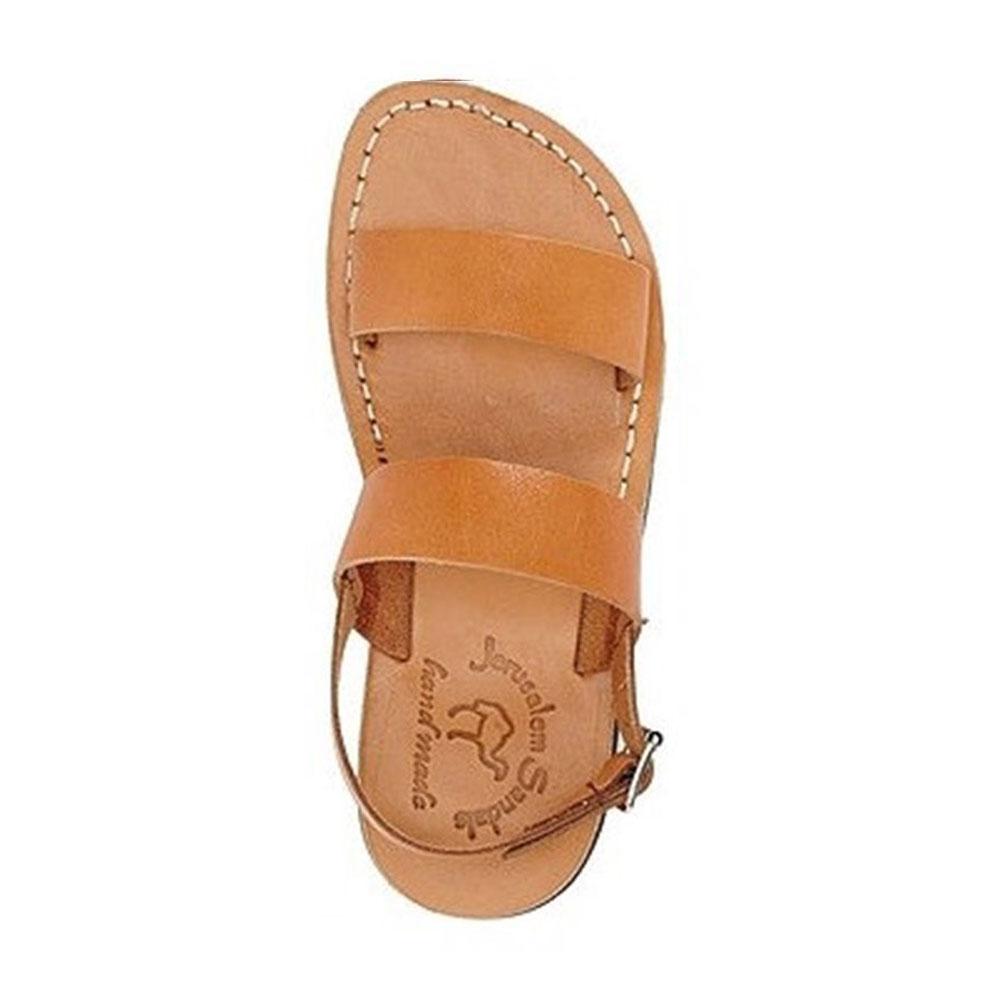 Golan Tan, handmade leather sandals with back strap - side View