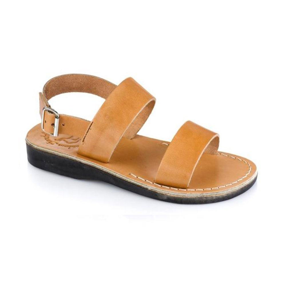 Golan Tan, handmade leather sandals with back strap - Front View
