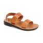 Golan tan, handmade leather sandals with back strap  - Front View