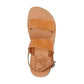 Golan tan, handmade leather sandals with back strap  - Side View